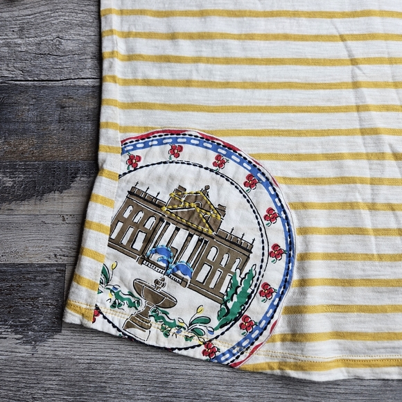 Boden Women's Size 10 Yellow Striped Tshirt Applique On Front - Picture 2 of 10